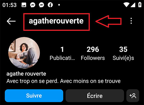 nom d'ulisateur du compte instagram à pirater