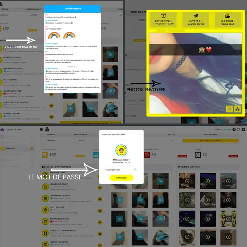 espionner le compte snapchat pirater à partir de tableau du bord